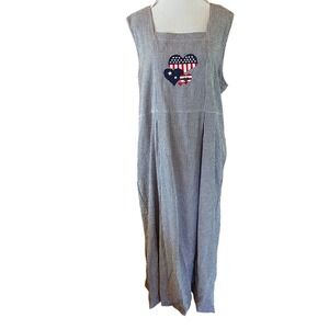 Two Twenty 2XL Gingham Maxi Dress Blue July Patriotic Heart Cotton Americana